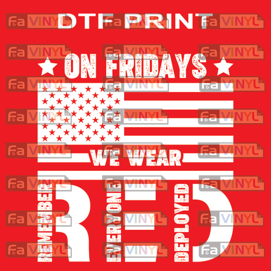ON FRIDAYS RED WHITE WORDS
